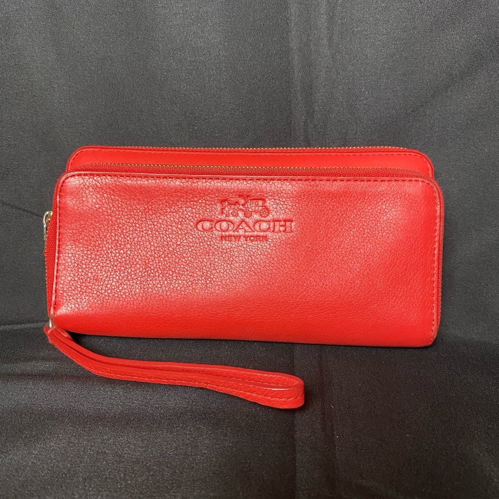 Coach Double Accordion Zipper Wallet - Poppy Red